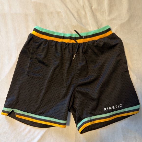 Kinetic White Athletic Shorts with Blue Stripes - Picture 4 of 6